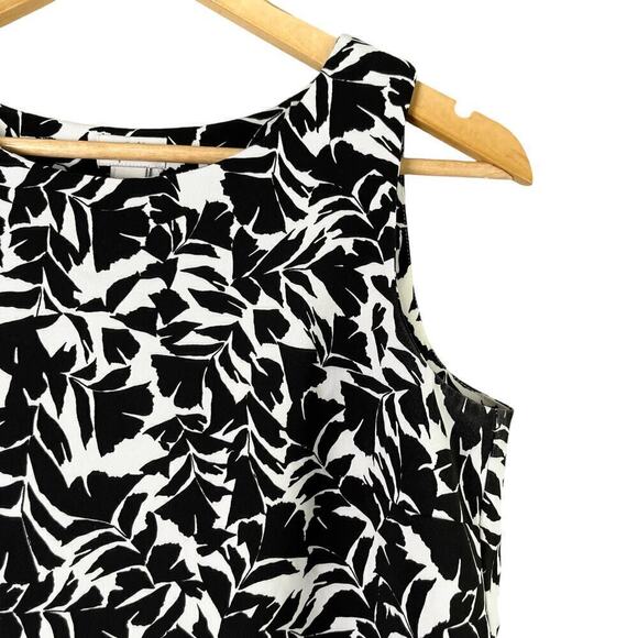 J.Crew Printed Scalloped-Hem Sleeveless Top with Overlapped Back Black White XXS - Picture 5 of 10